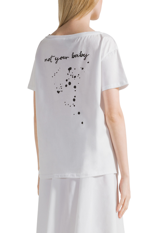T-shirt White Not Your Baby Back Black Letters