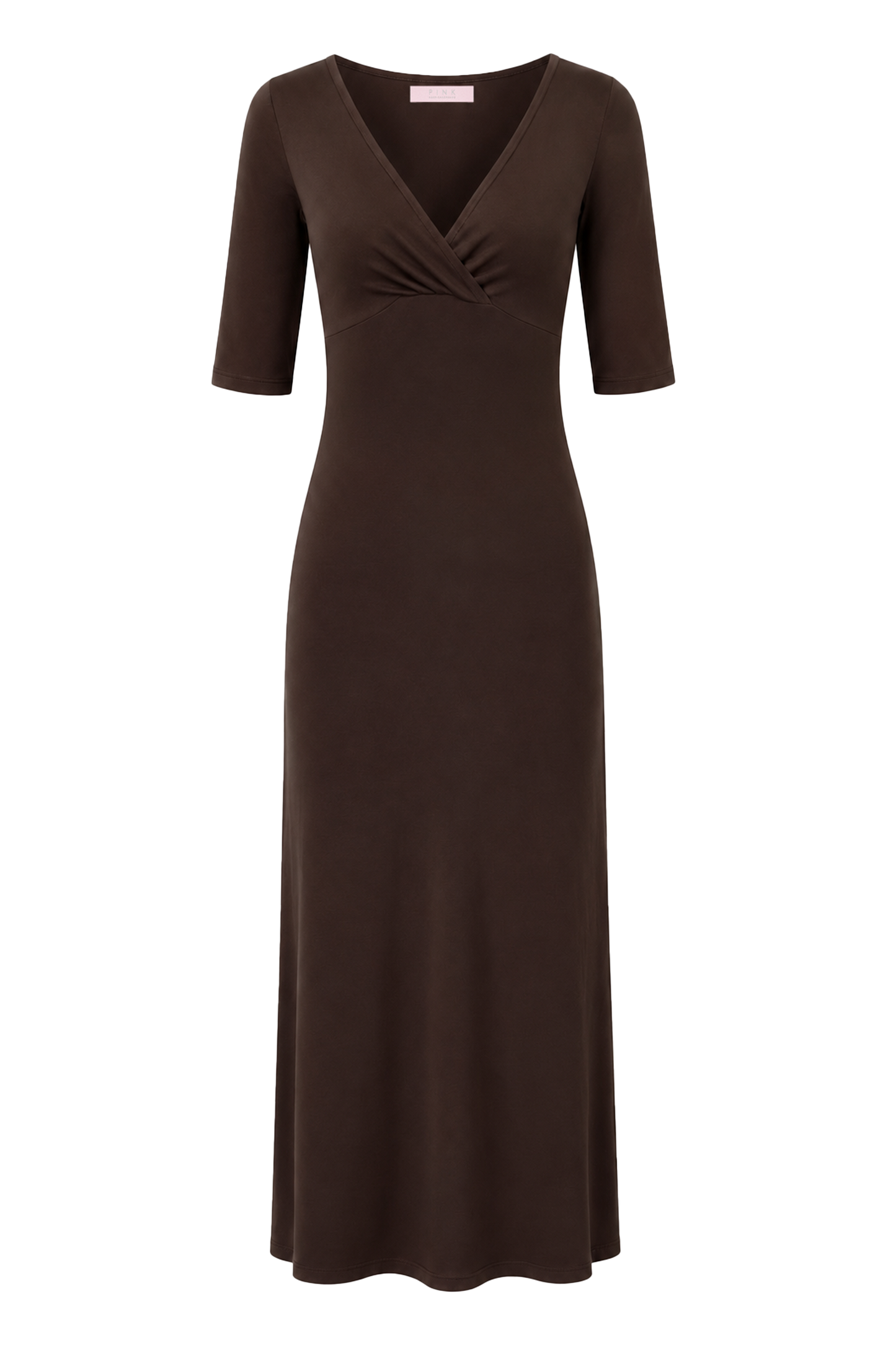 Talia Half Sleeve V-Neck Long Dress Cocoa