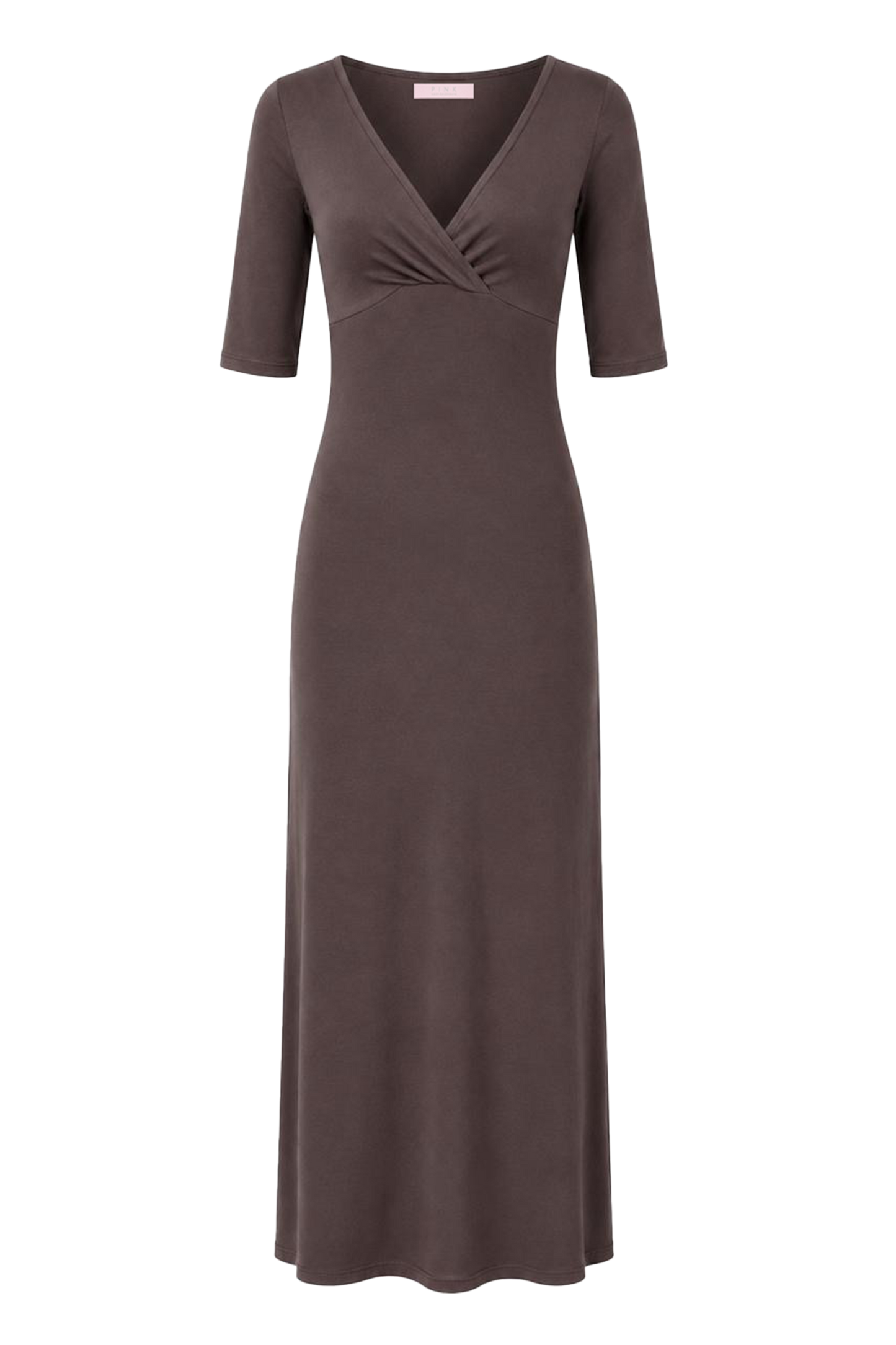Talia Half Sleeve V-Neck Long Dress Dark Taupe