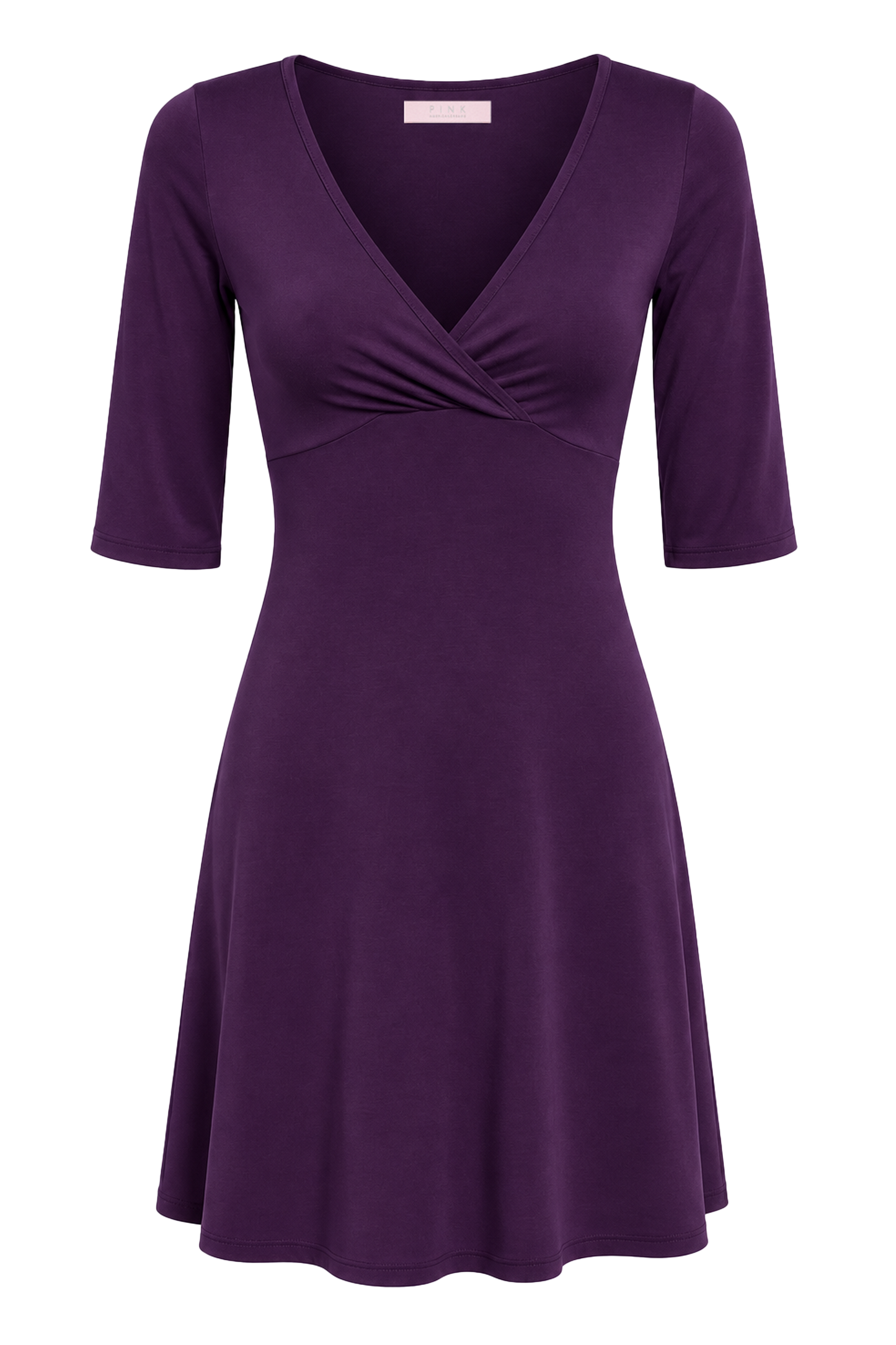 Talia Half Sleeve V-Neck Short Dress Aubergine