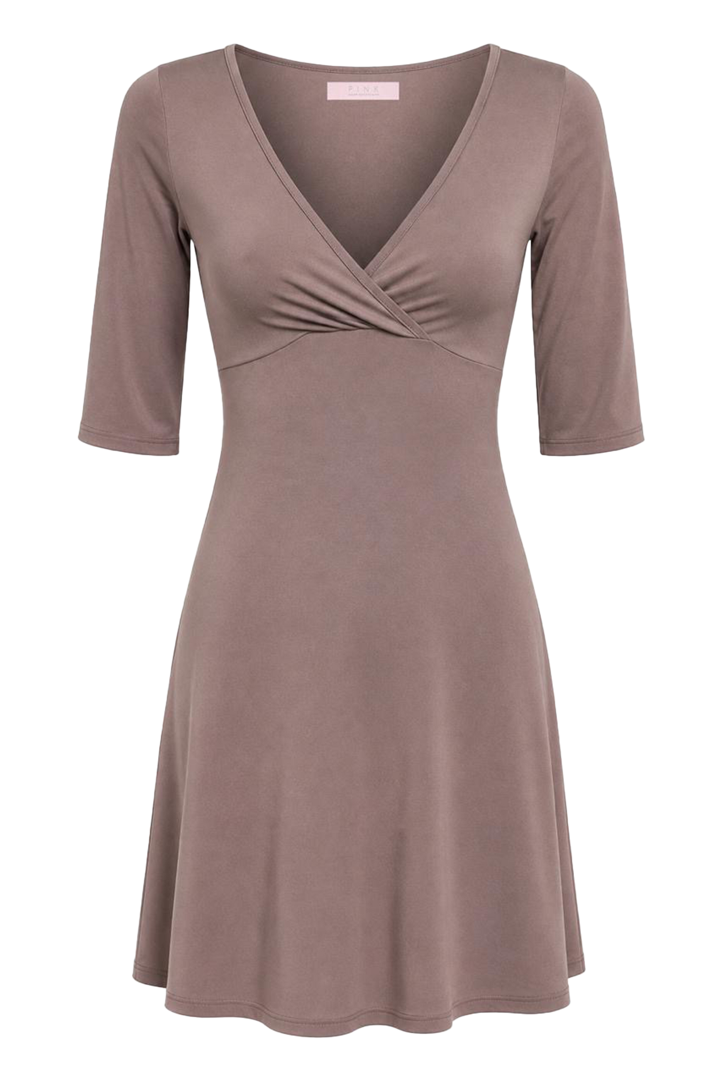 Talia Half Sleeve V-Neck Short Dress Taupe