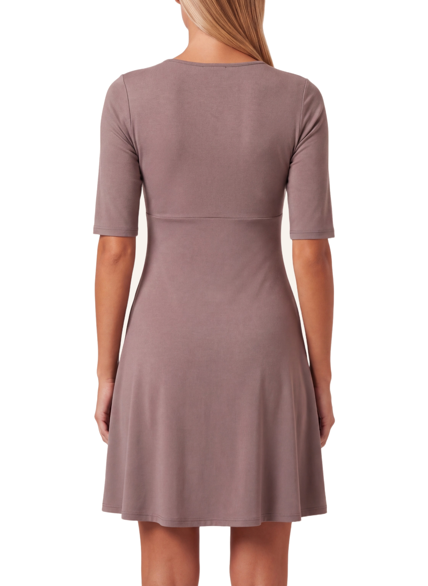 Talia Half Sleeve V-Neck Short Dress Dark Taupe - close back
