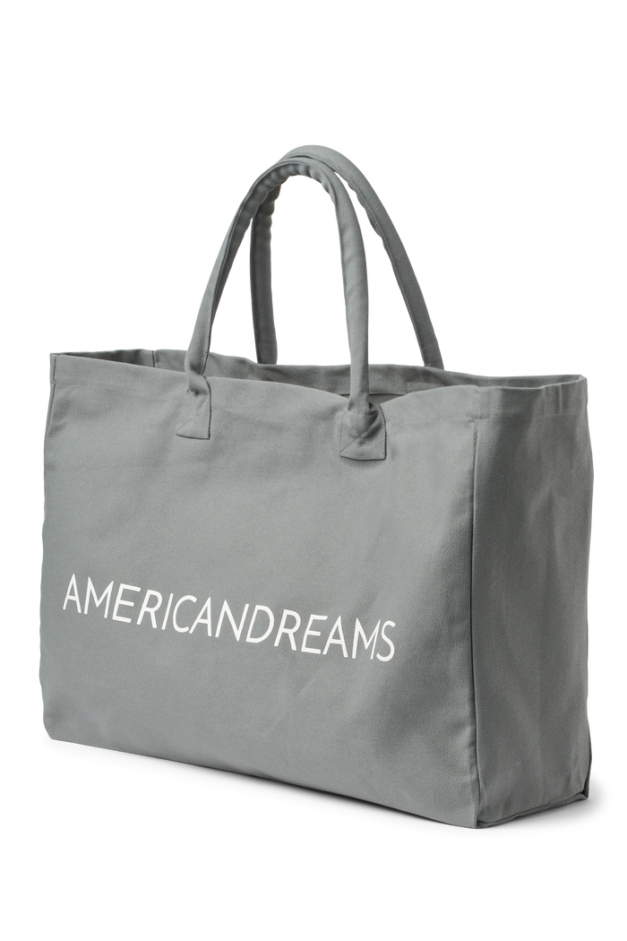 Signature Canvas Tote in dark grey with white logo