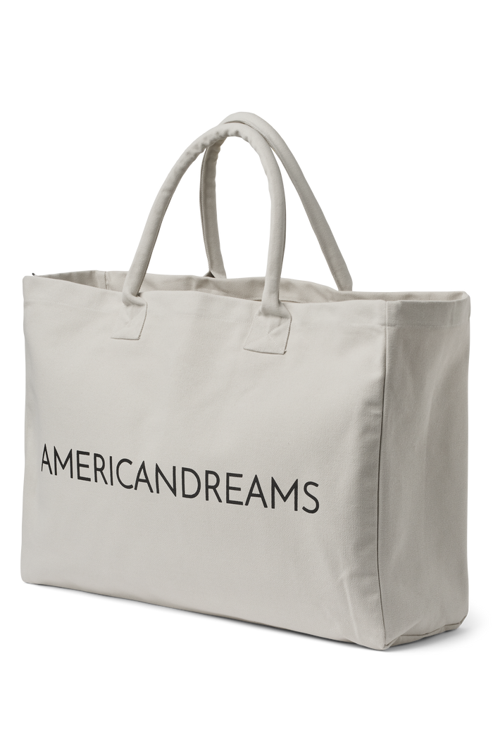 Signature Canvas Tote in light grey with black logo