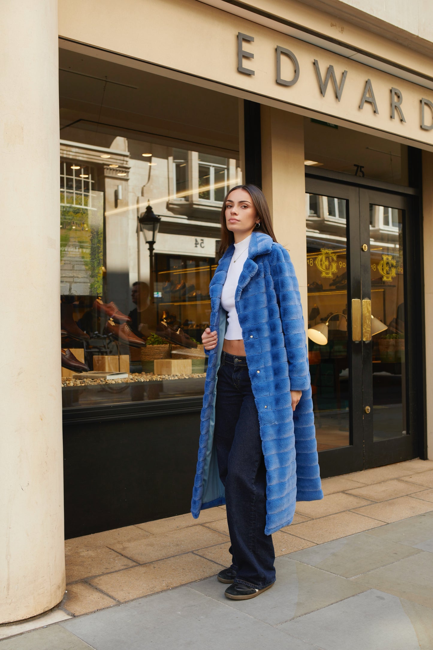 Bailey Faux Fur Coat Long Sky Blue