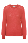 Ulla O Neck Knit Pullover Coral Red
