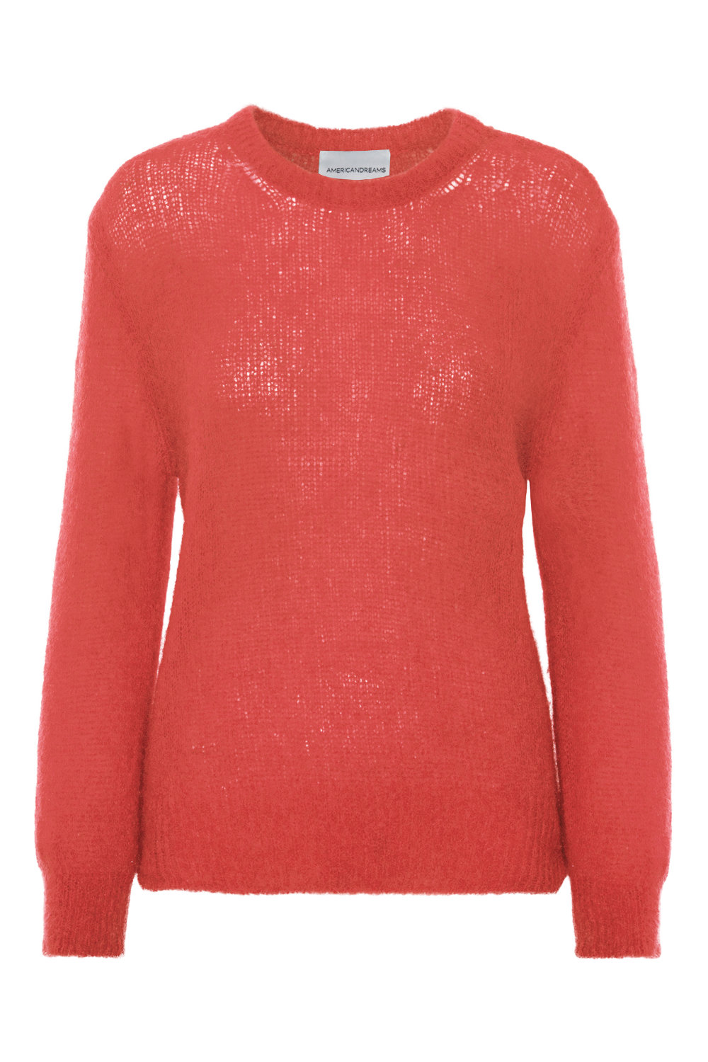 Ulla O Neck Knit Pullover Coral Red