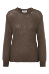 Ulla O Neck Knit Pullover Dark Brown