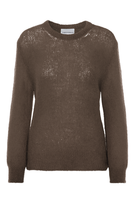 Ulla O Neck Knit Pullover Dark Brown