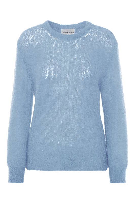 Ulla O Neck Knit Pullover Light Blue