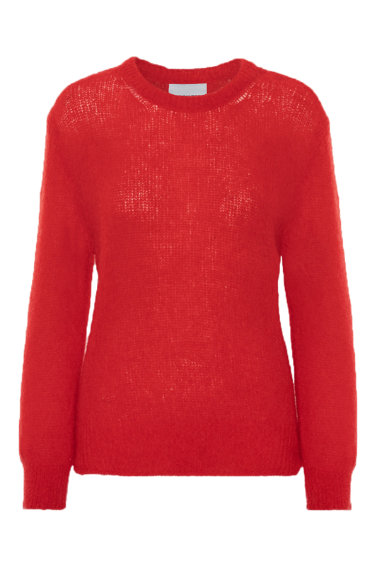 Ulla O Neck Knit Pullover Lipstick Red