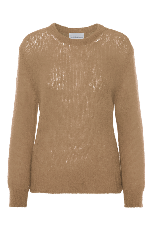 Ulla O Neck Knit Pullover Medium Brown