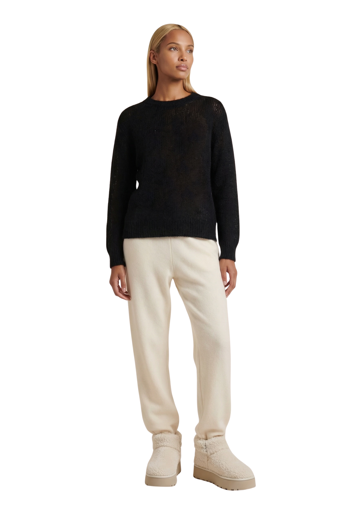 Ulla O Neck Knit Pullover Black