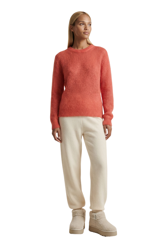 Ulla O Neck Knit Pullover Coral Red