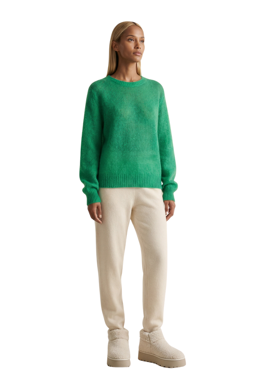 Ulla O Neck Knit Pullover Emerald Green