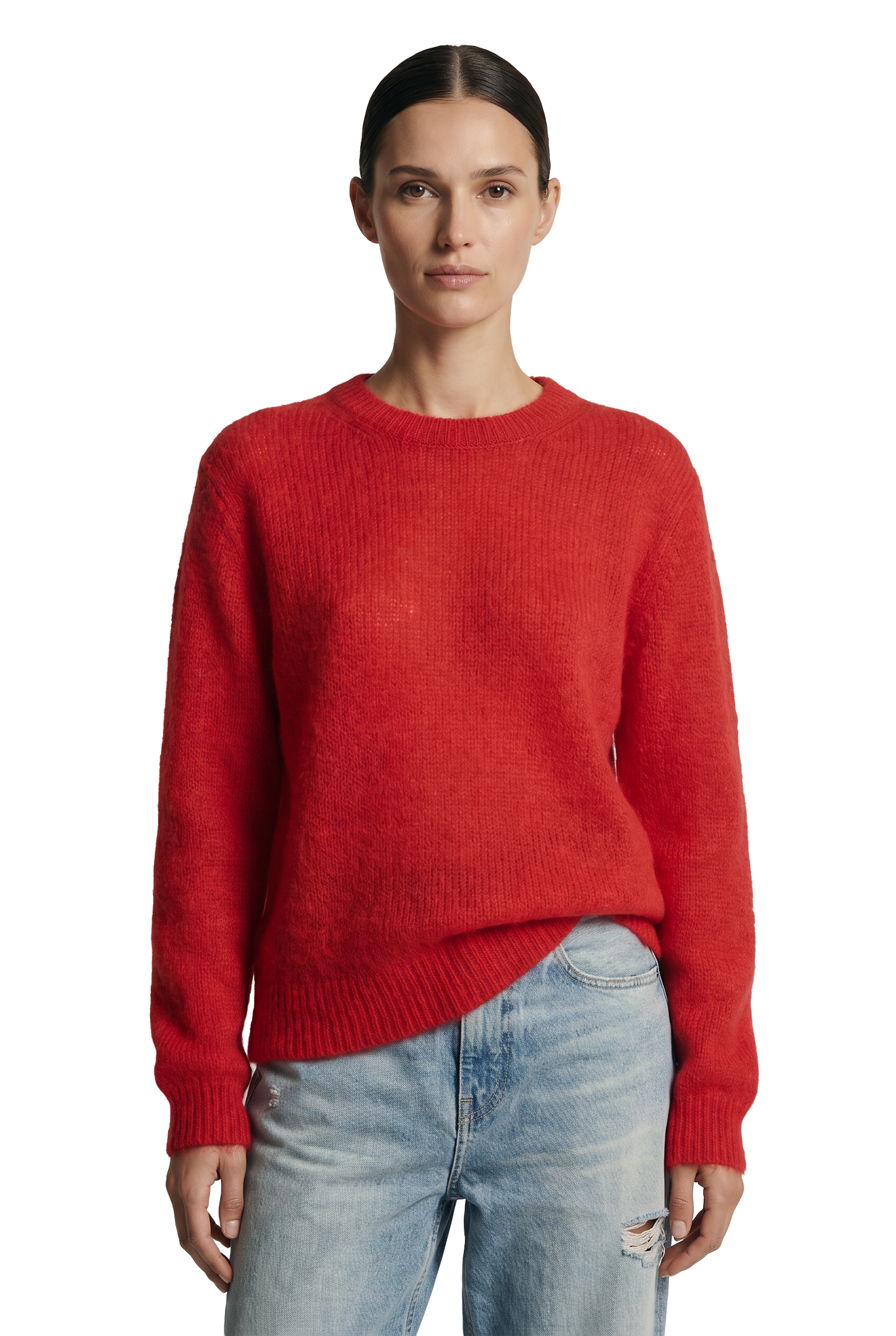 Ulla O Neck Knit Pullover Lipstick Red