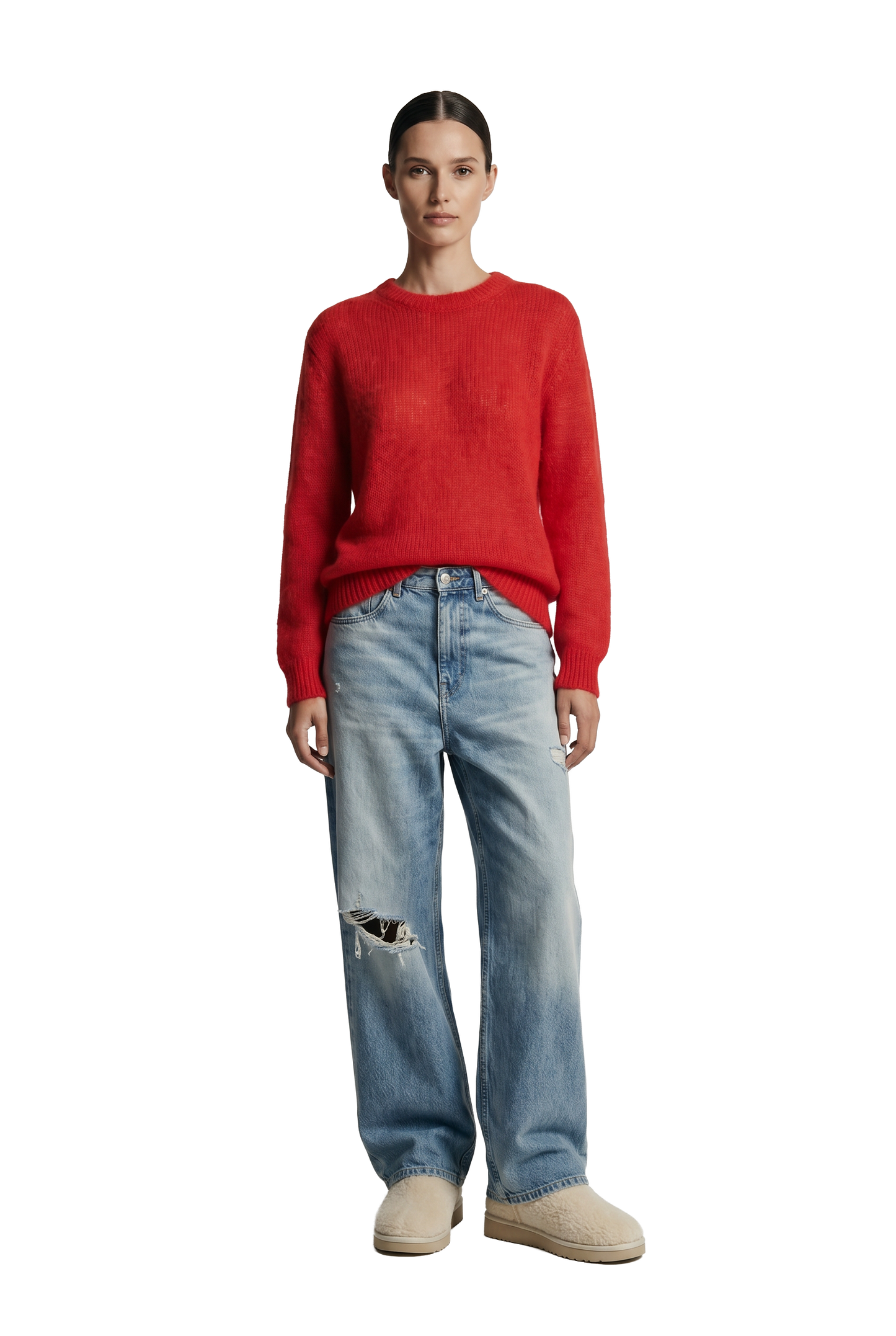 Ulla O Neck Knit Pullover Lipstick Red