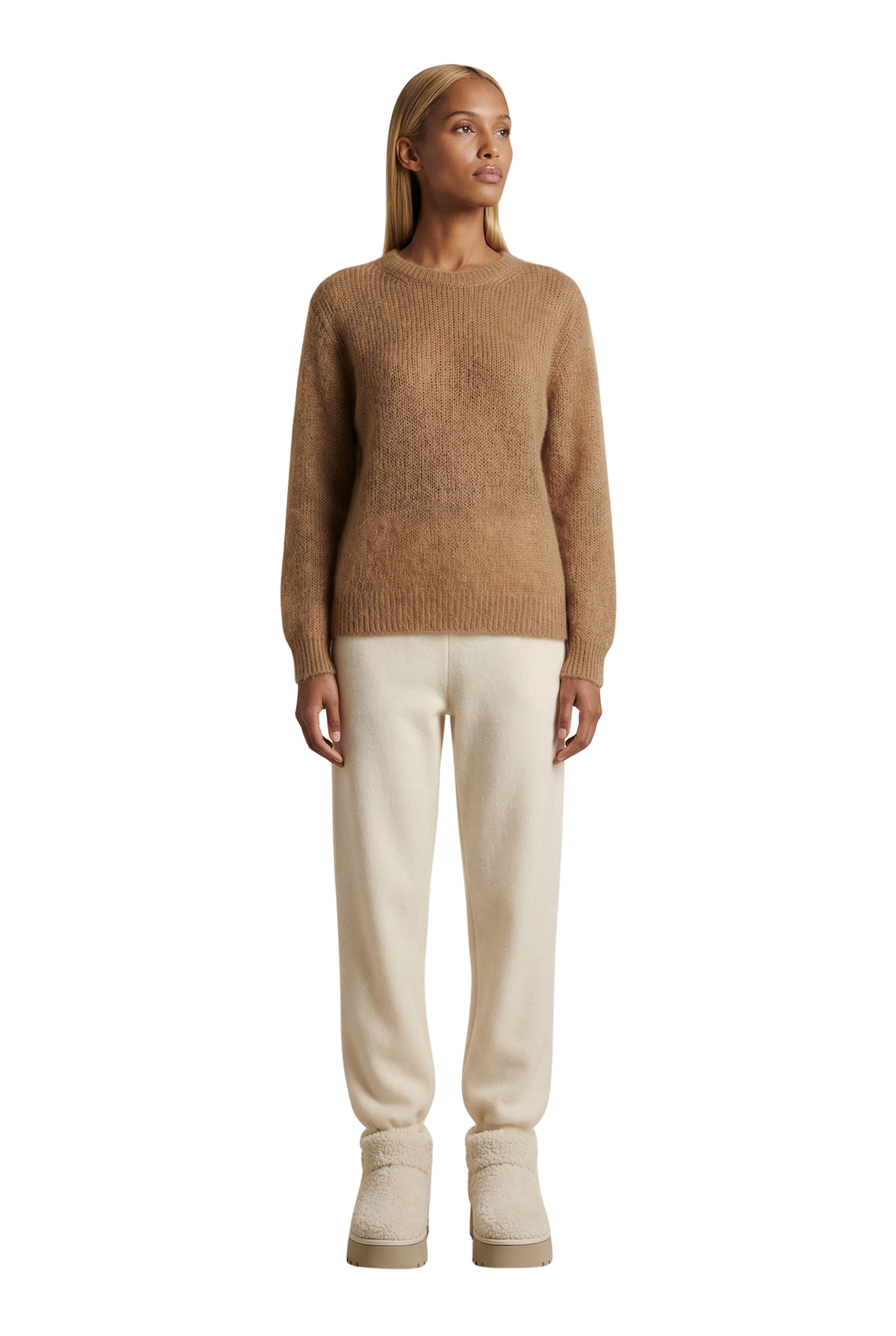 Ulla O Neck Knit Pullover Medium Brown
