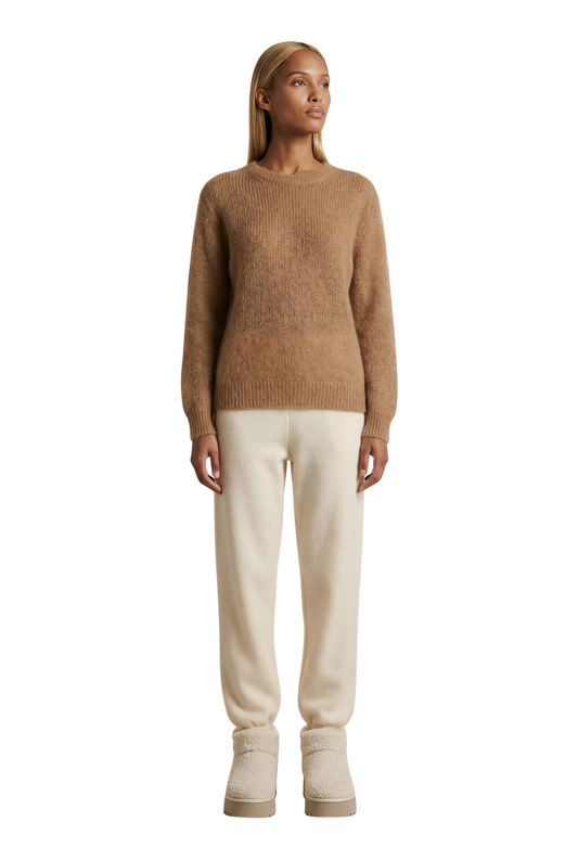 Ulla O Neck Knit Pullover Medium Brown