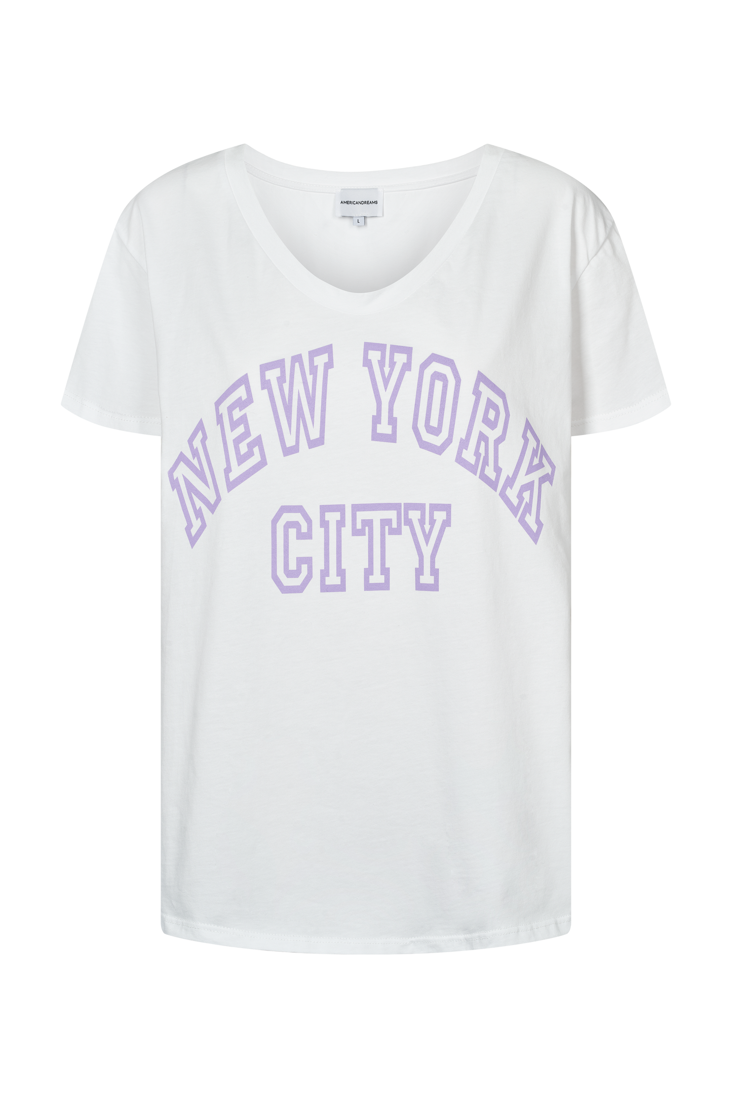 T-shirt White NYC Cotton Tee W/Lilac Letters