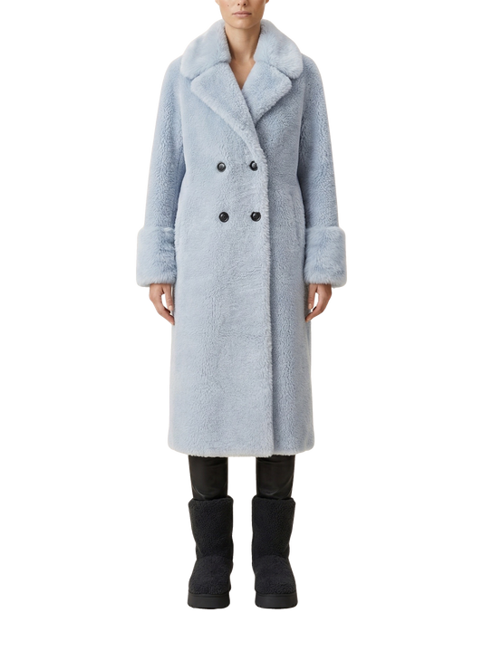 Fiona Wool Coat Long Light Blue Model Front