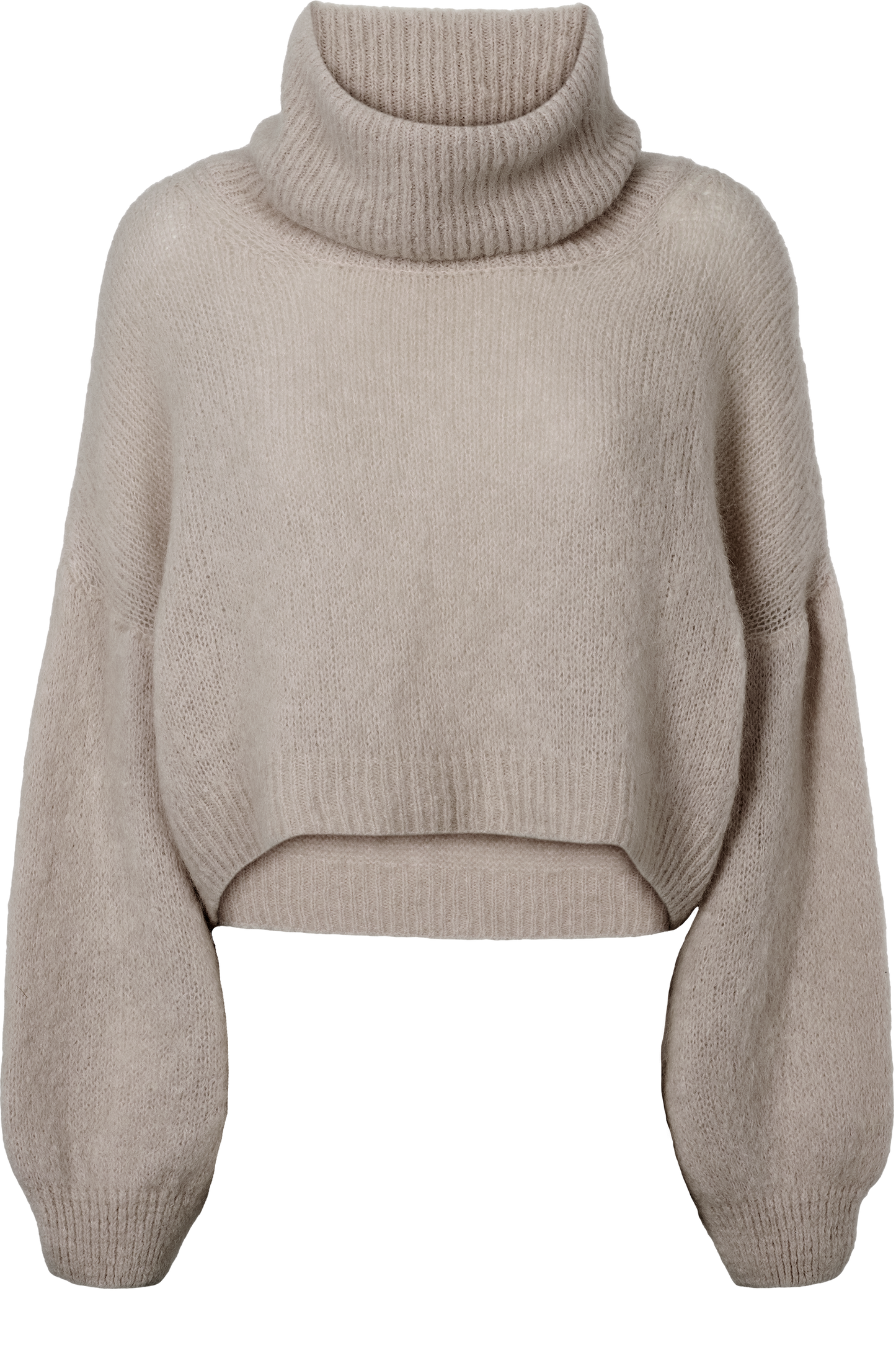 Andrea Rollneck Cropped Alpaca Pullover Light Taupe