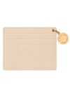 Signature Card Holder Leather with Charm Beige