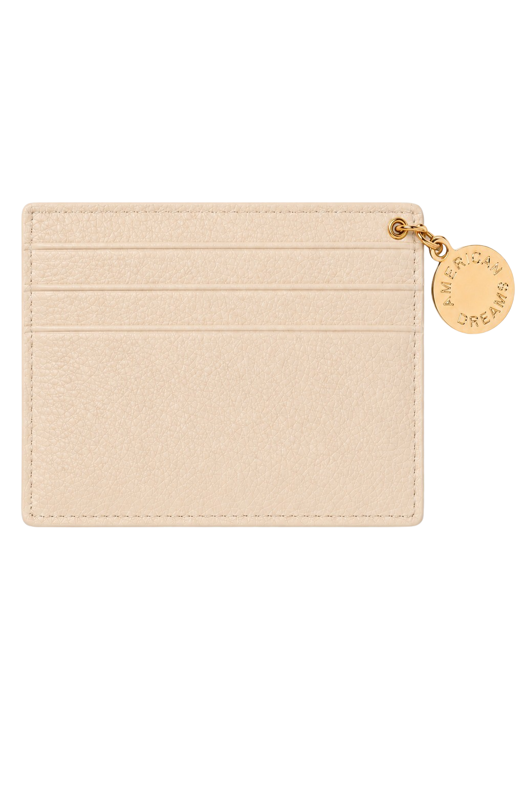 Signature Card Holder Leather with Charm Beige