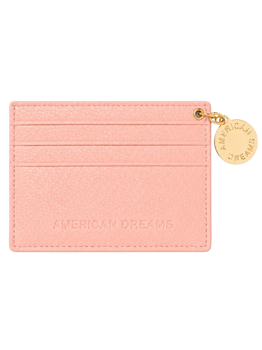 Signature Card Holder Leather with Charm Light Pink
