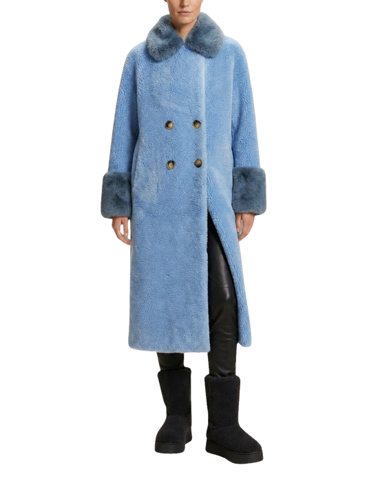 Fiona Wool Coat Long Sky Blue Model Front