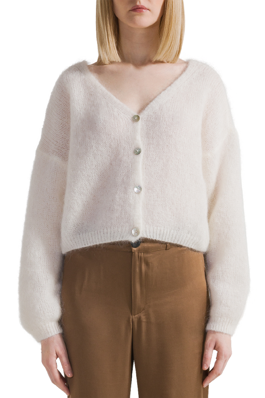 Cornelia Cropped Cardigan White