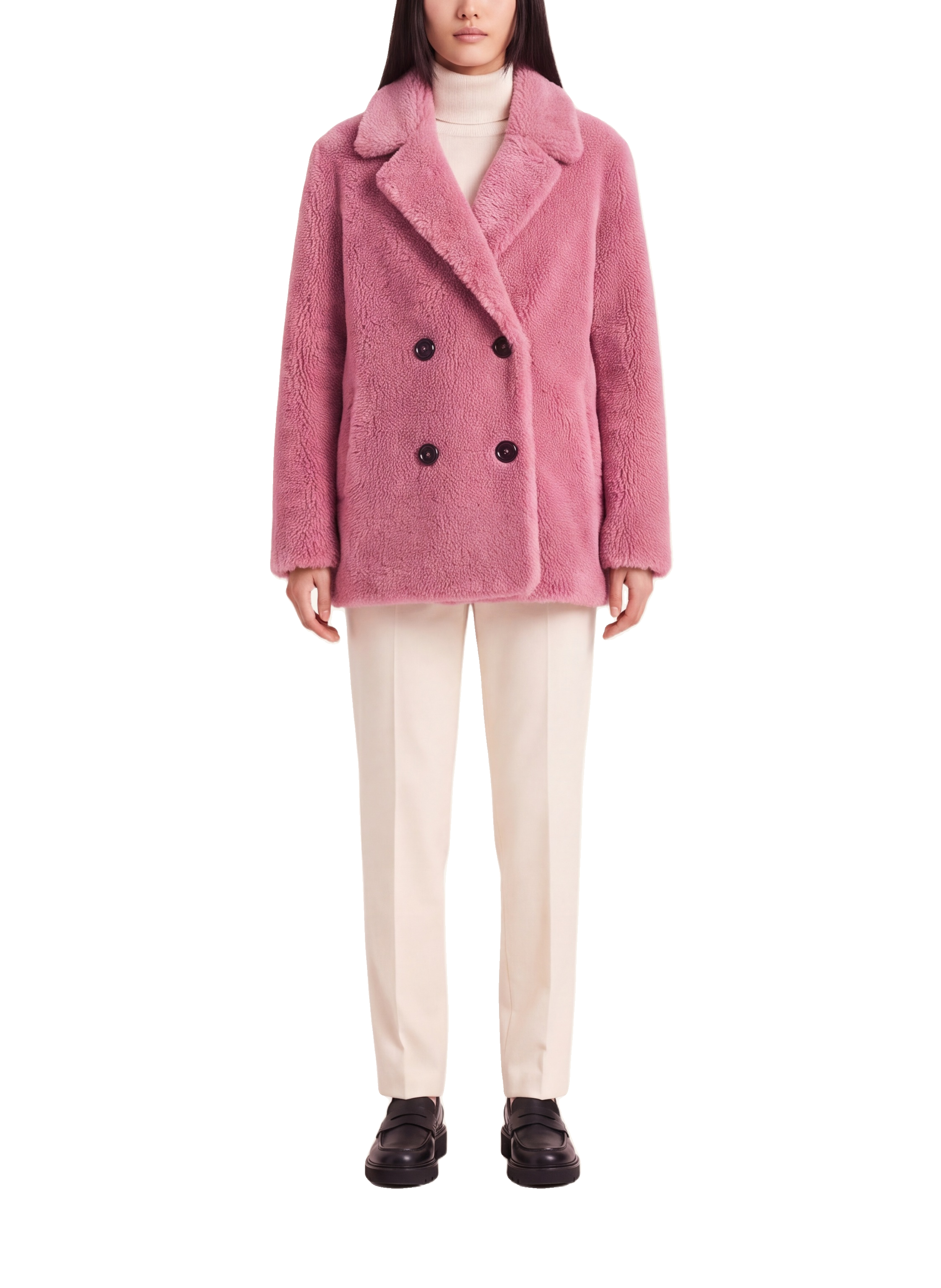 Fiona Short Coat Without Fur Pink Model Front