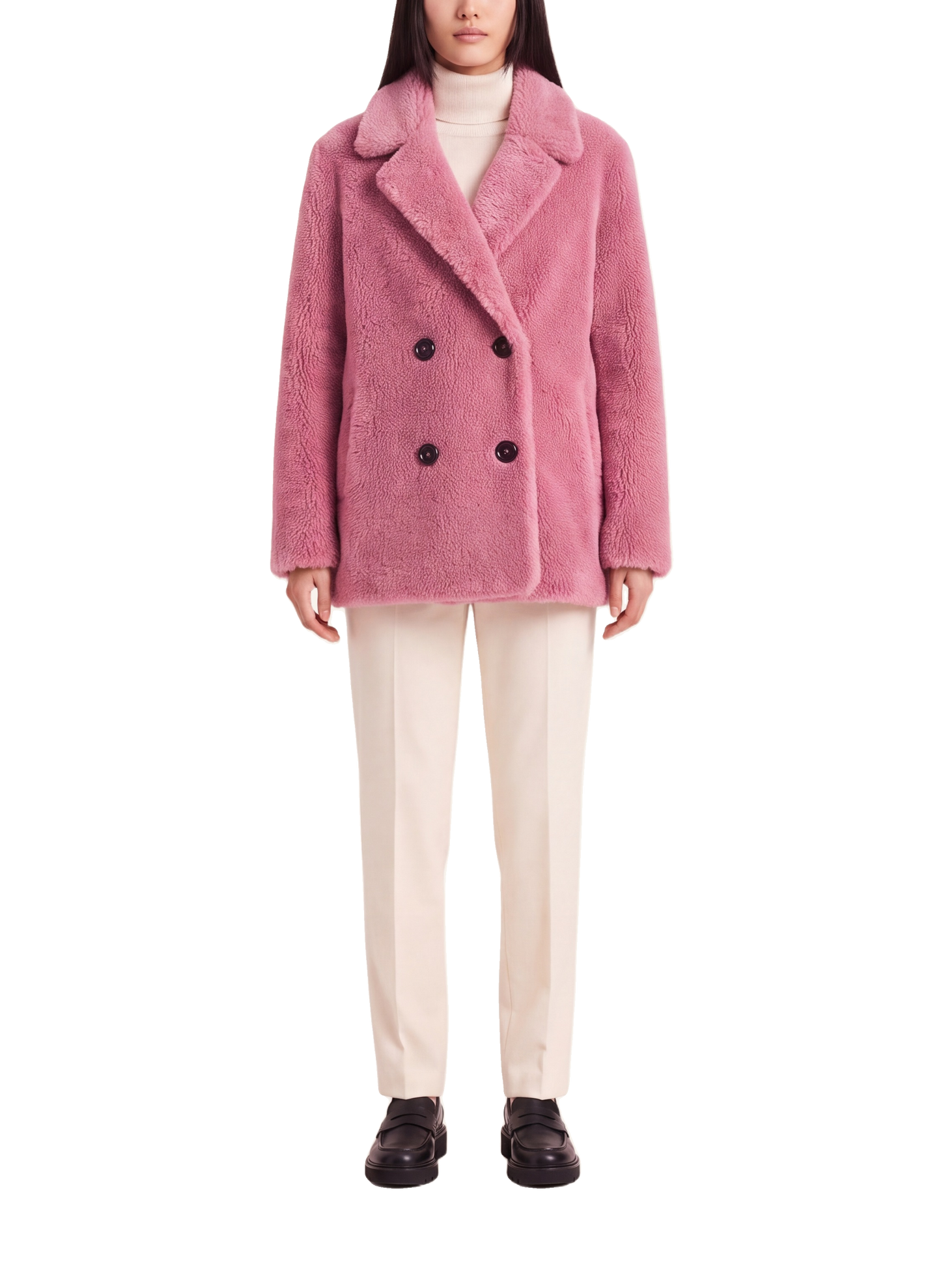 Fiona Short Coat Without Fur Pink Model Front