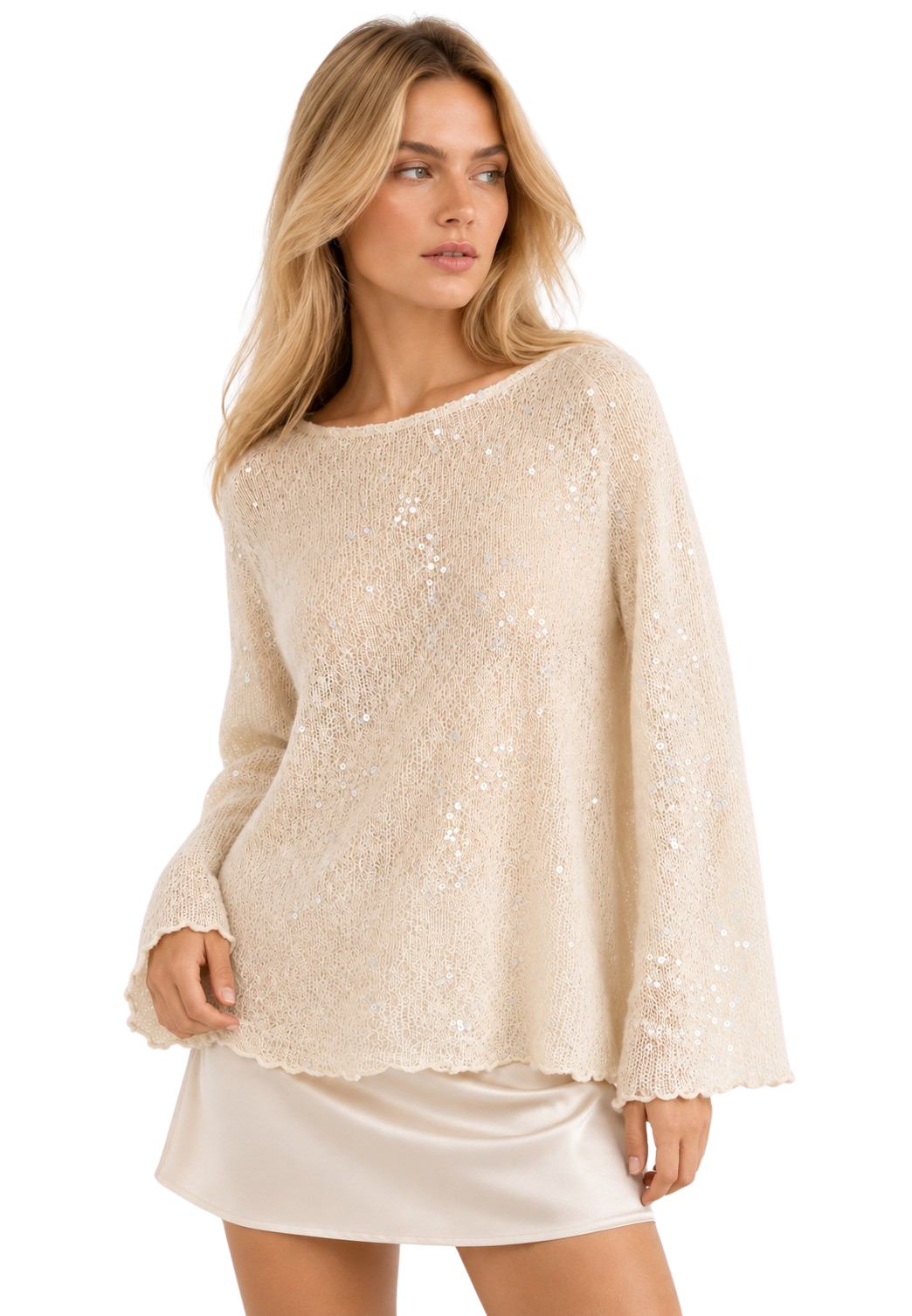 Anya Shimmer Pullover Cream