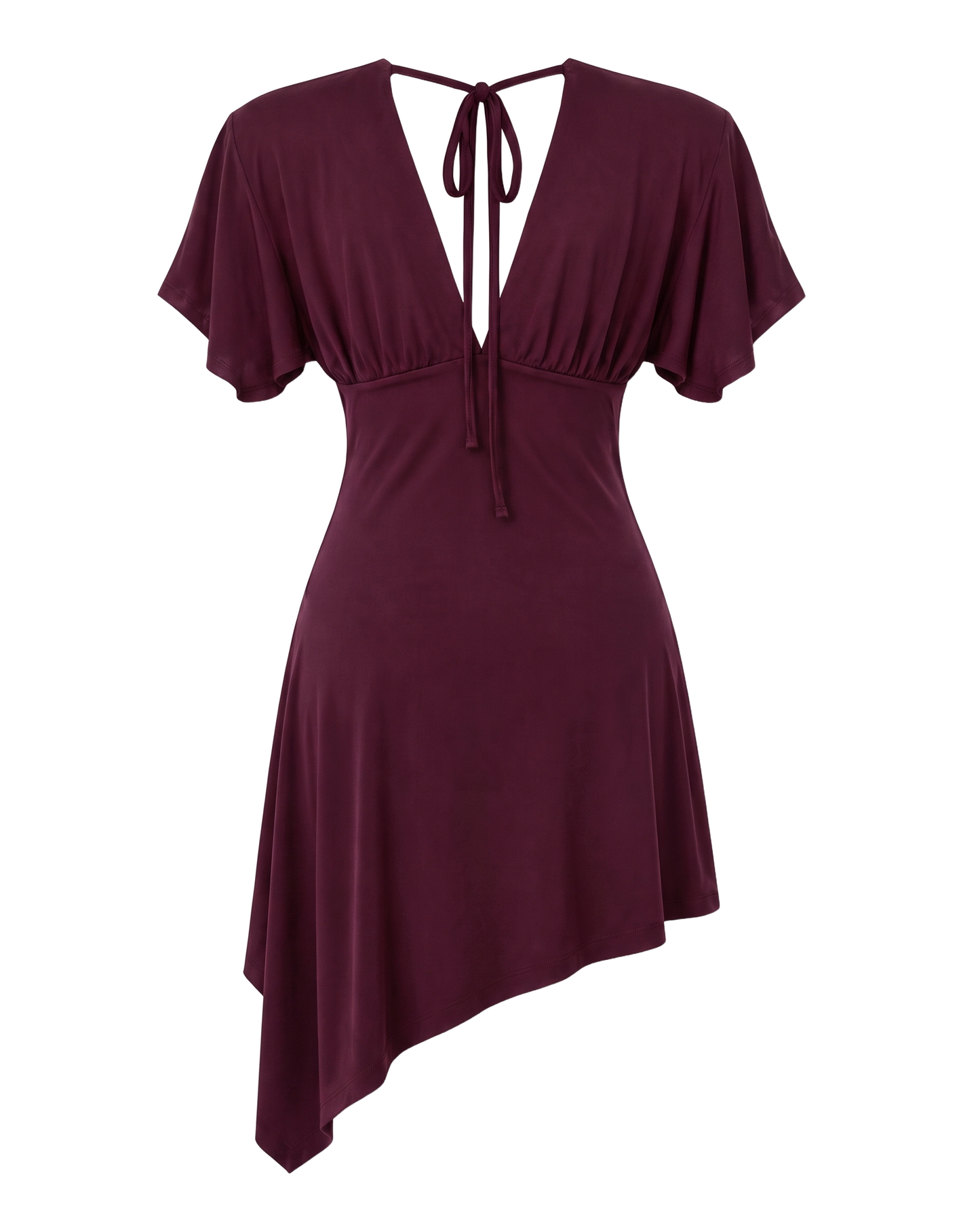 Alba V-Neck Asymmetrical Dress Bordeaux - back