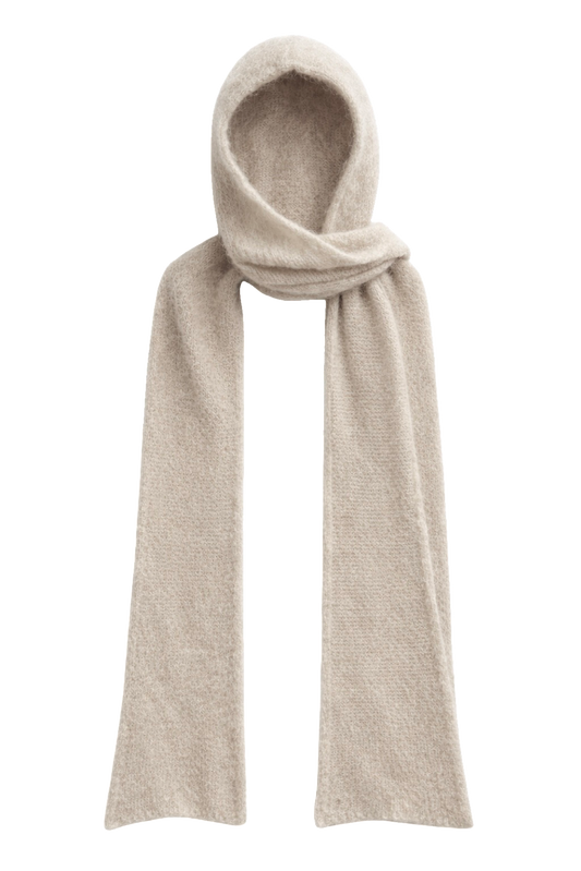Penn Hooded Alpaca Scarf Beige