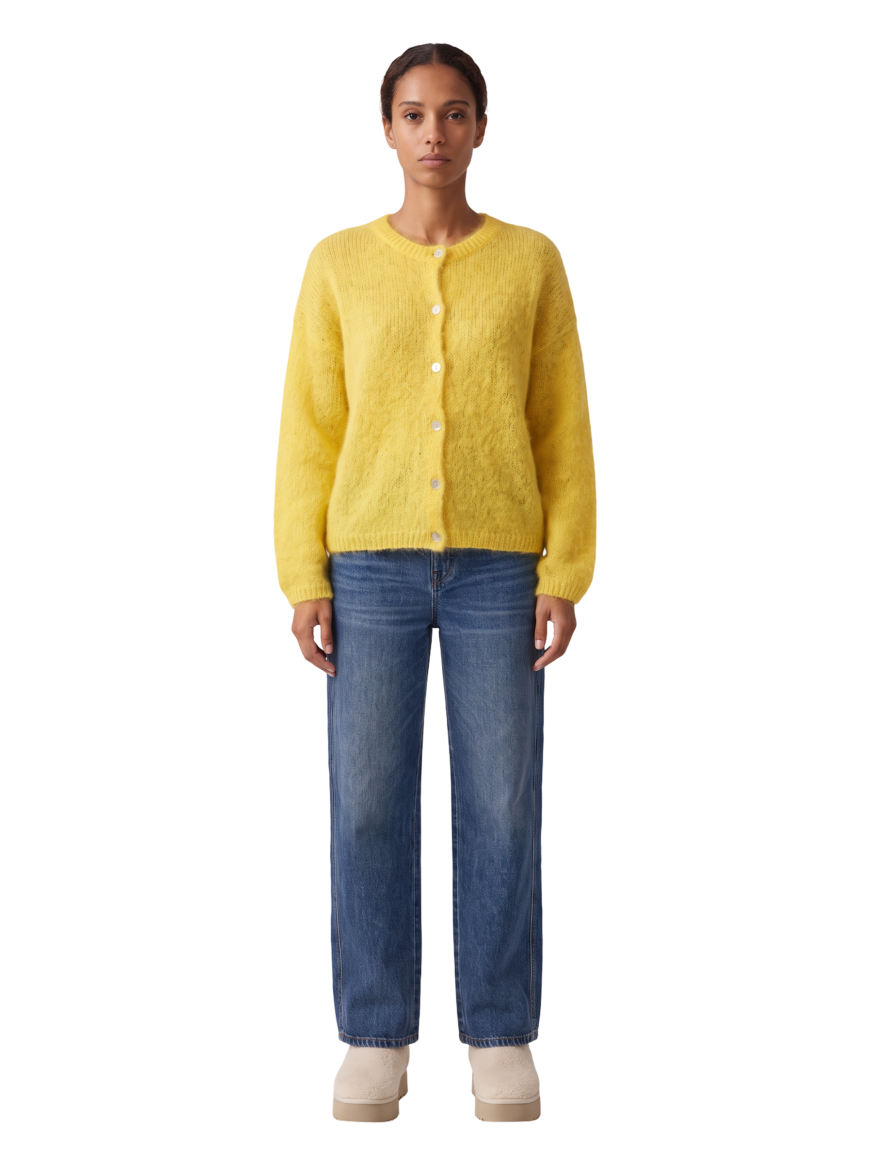 Cornelia LS Cardigan Yellow - model