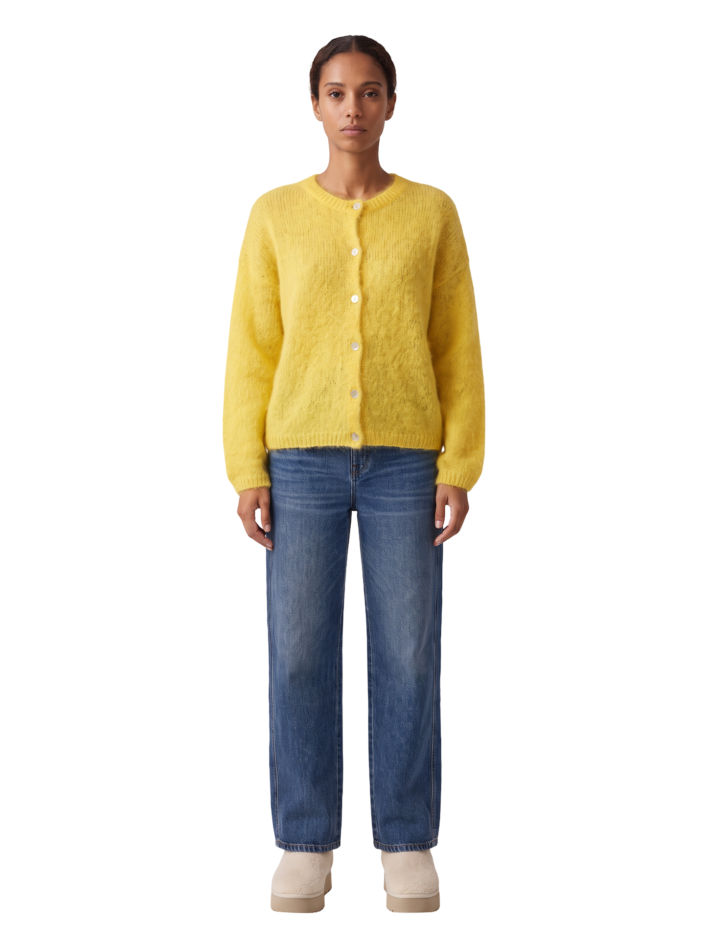 Cornelia LS Cardigan Yellow - model