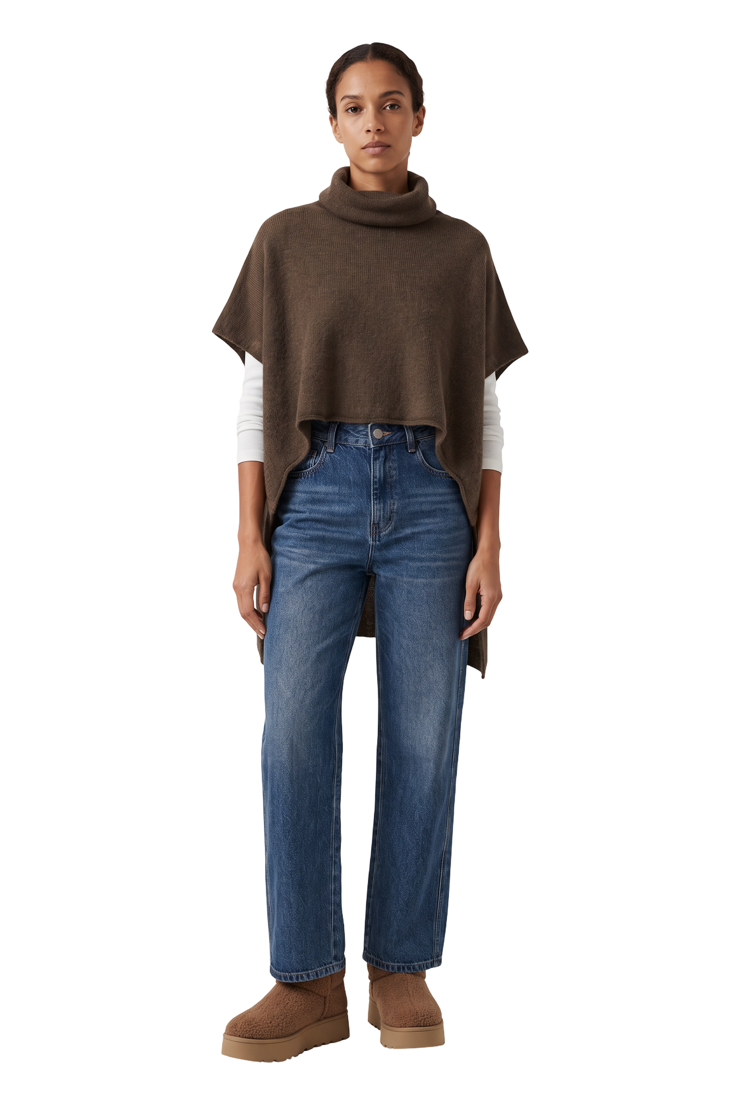 Bella Poncho Dark Brown - model