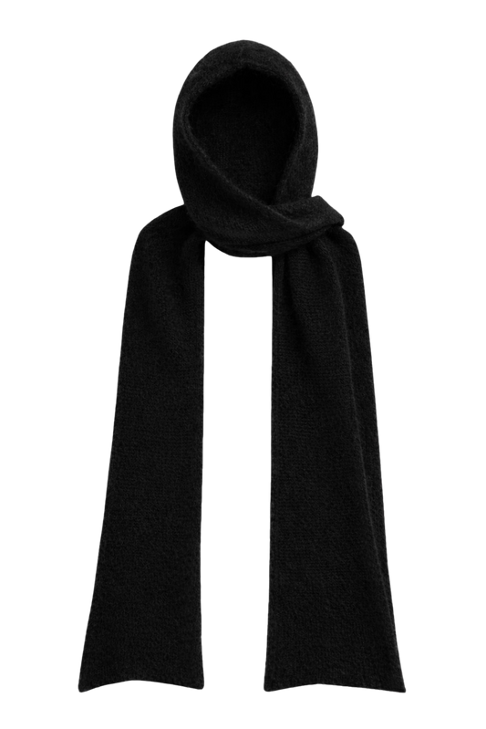 Penn Hooded Alpaca Scarf Black