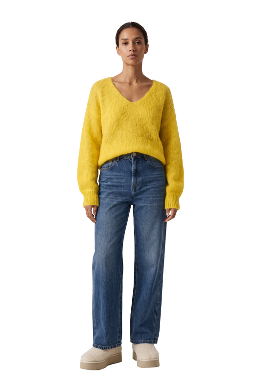 Milana LS Mohair Knit Yellow - model