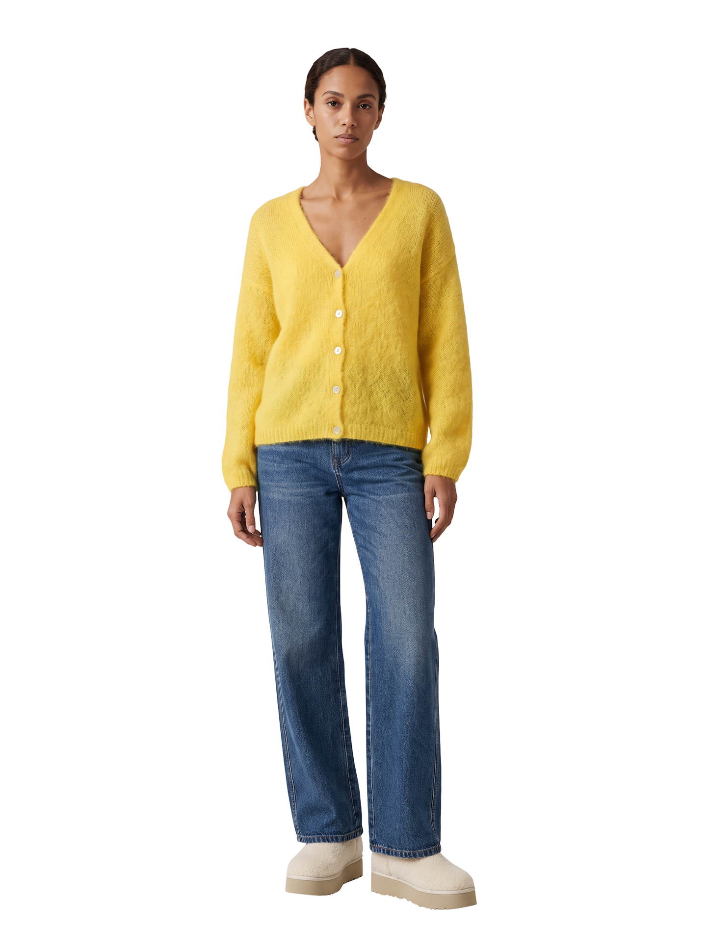 Cornelia LS Cardigan Yellow - model
