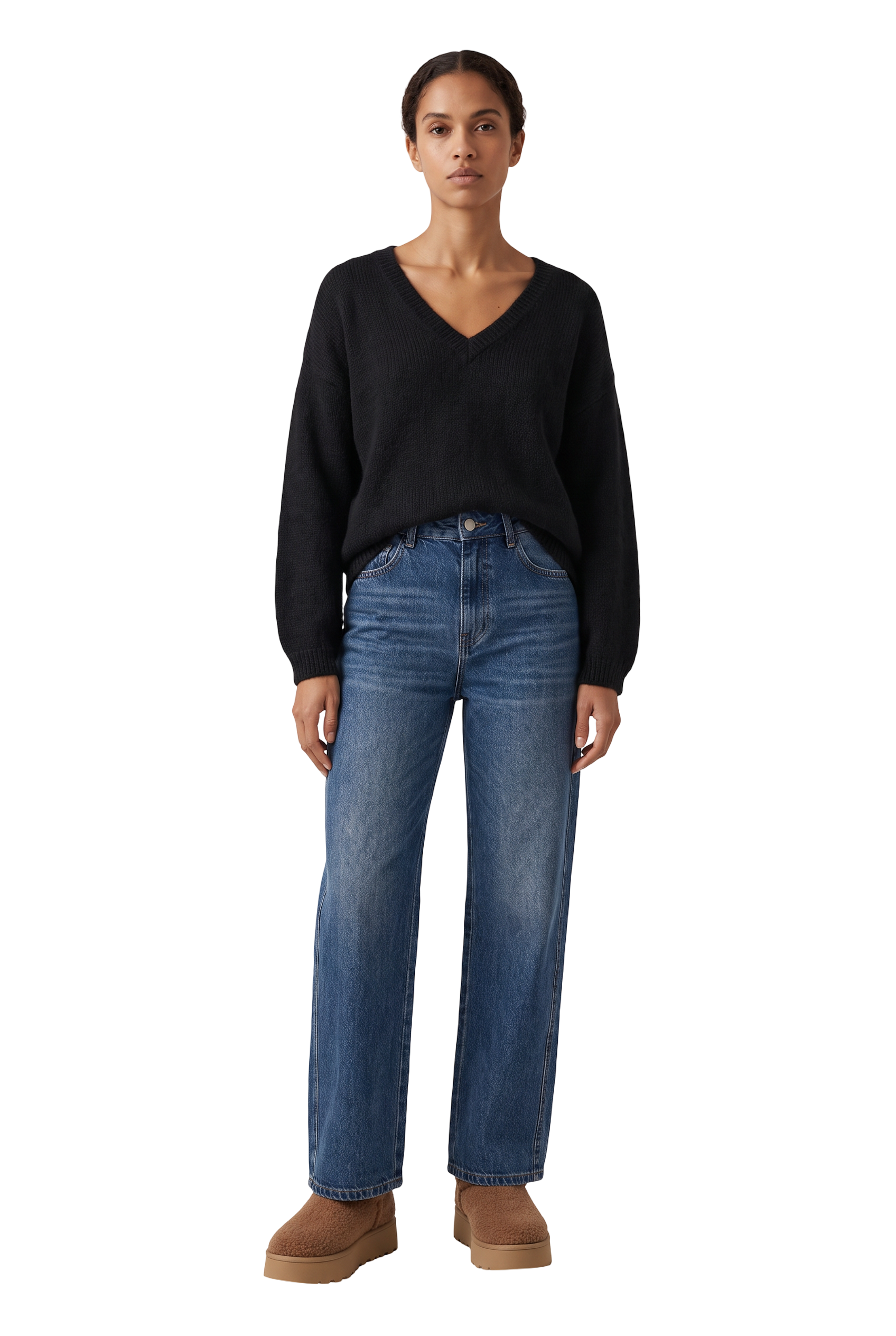 Silja V Neck Knit Black - model