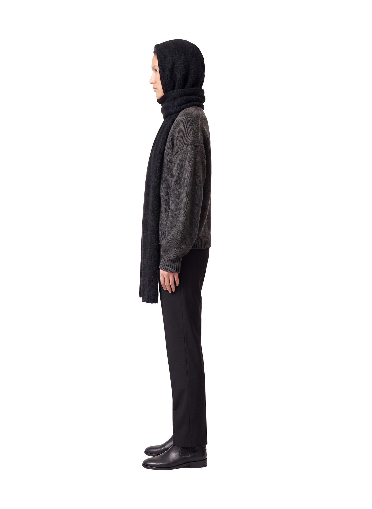 Penn Hooded Alpaca Scarf Black Model