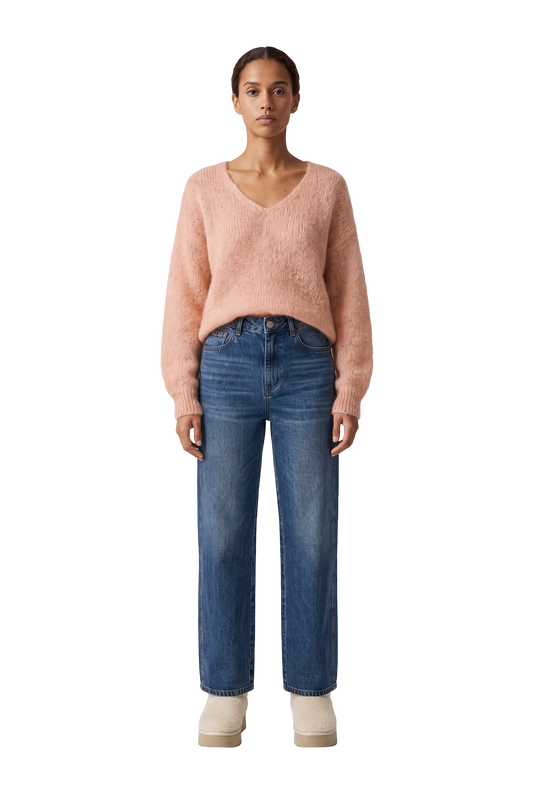 Milana LS Mohair Knit Peach - model
