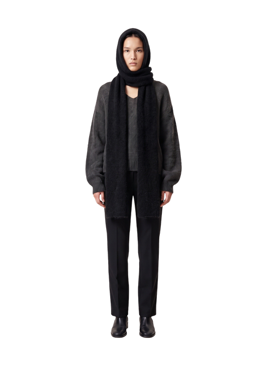 Penn Hooded Alpaca Scarf Black Model