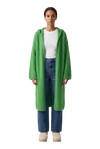June Long Alpaca Cardigan With Hood Bright Green
