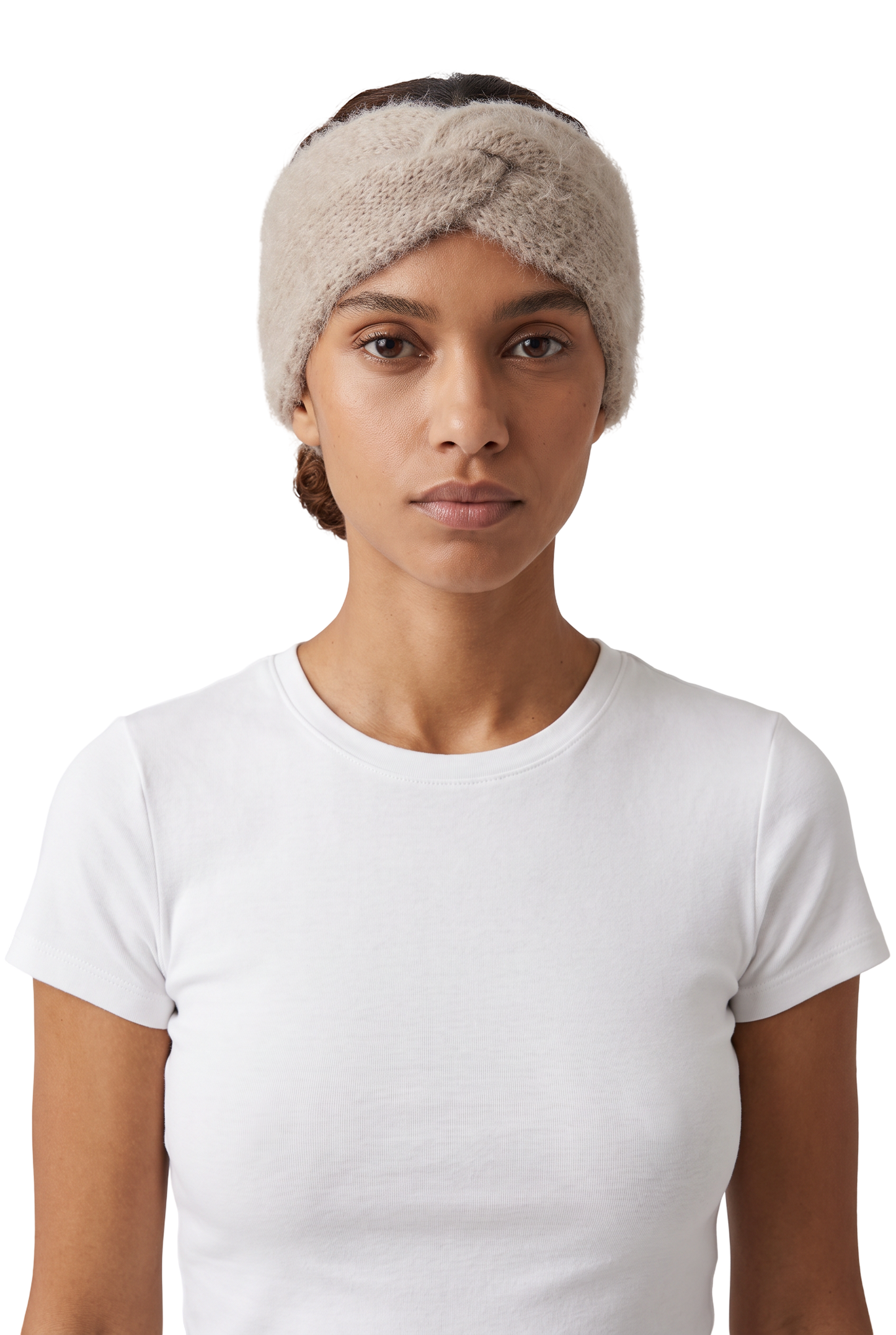 Andy Knit Headband Beige - model