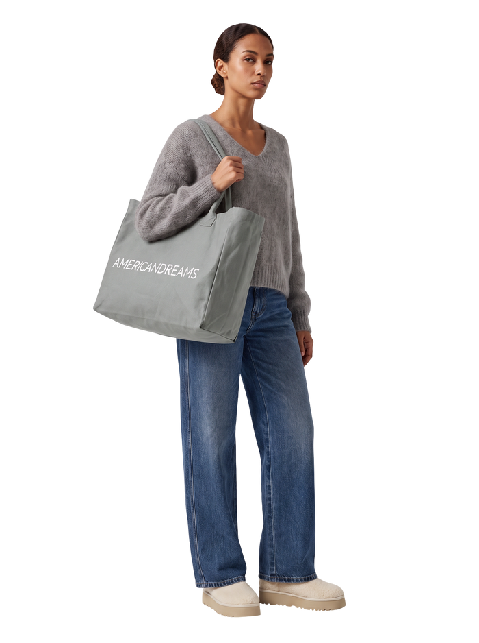 Signature Canvas Tote in dark grey with white logo