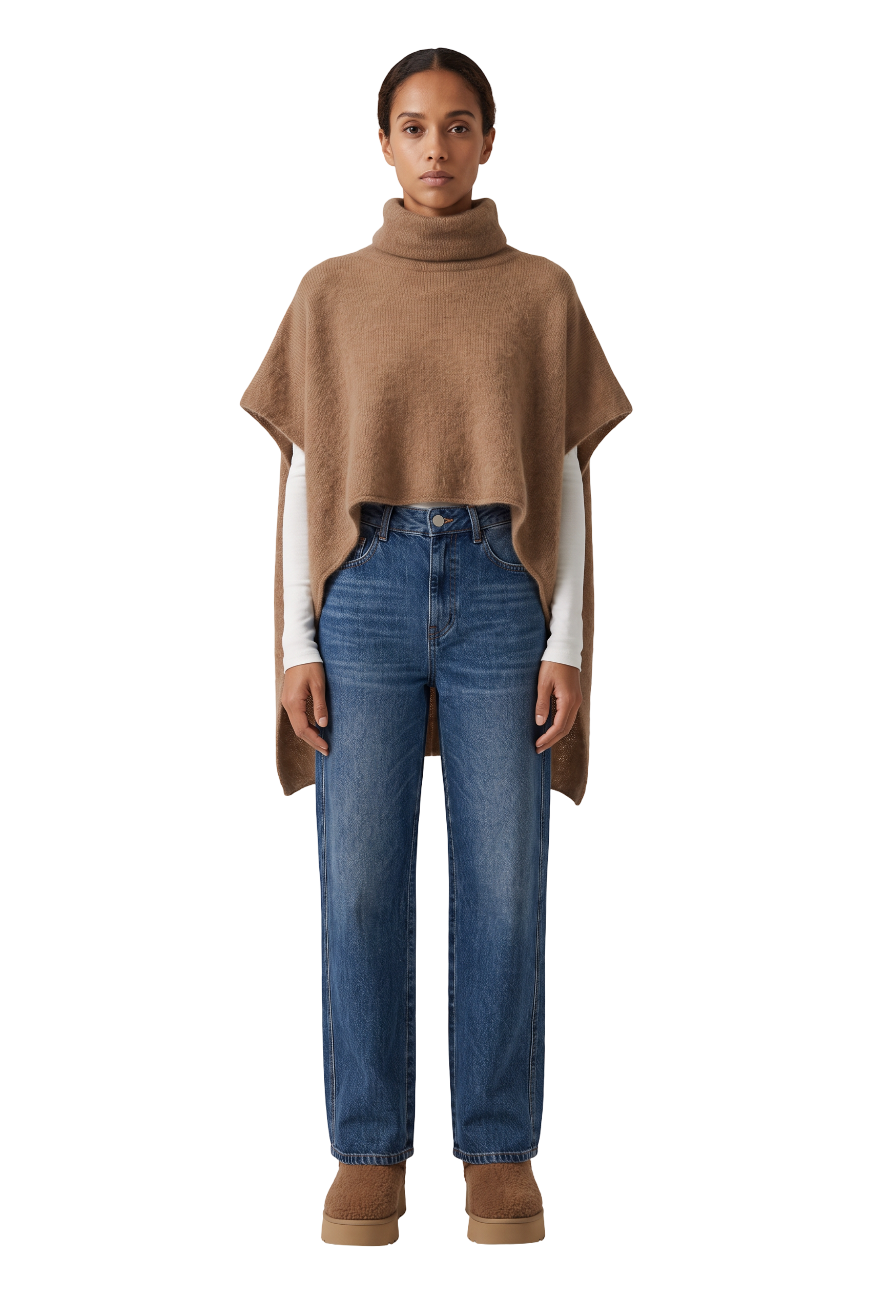 Bella Poncho Medium Brown - model
